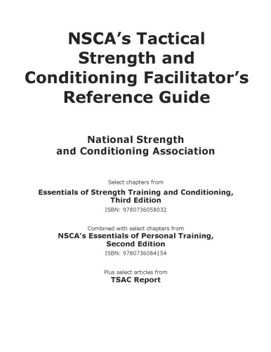 NSCA's Tactical Strength and Conditioning Facilitator's Reference Guide