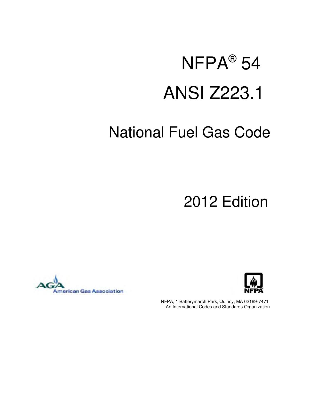 NFPA® 54 ANSI Z223.1 National Fuel Gas Code