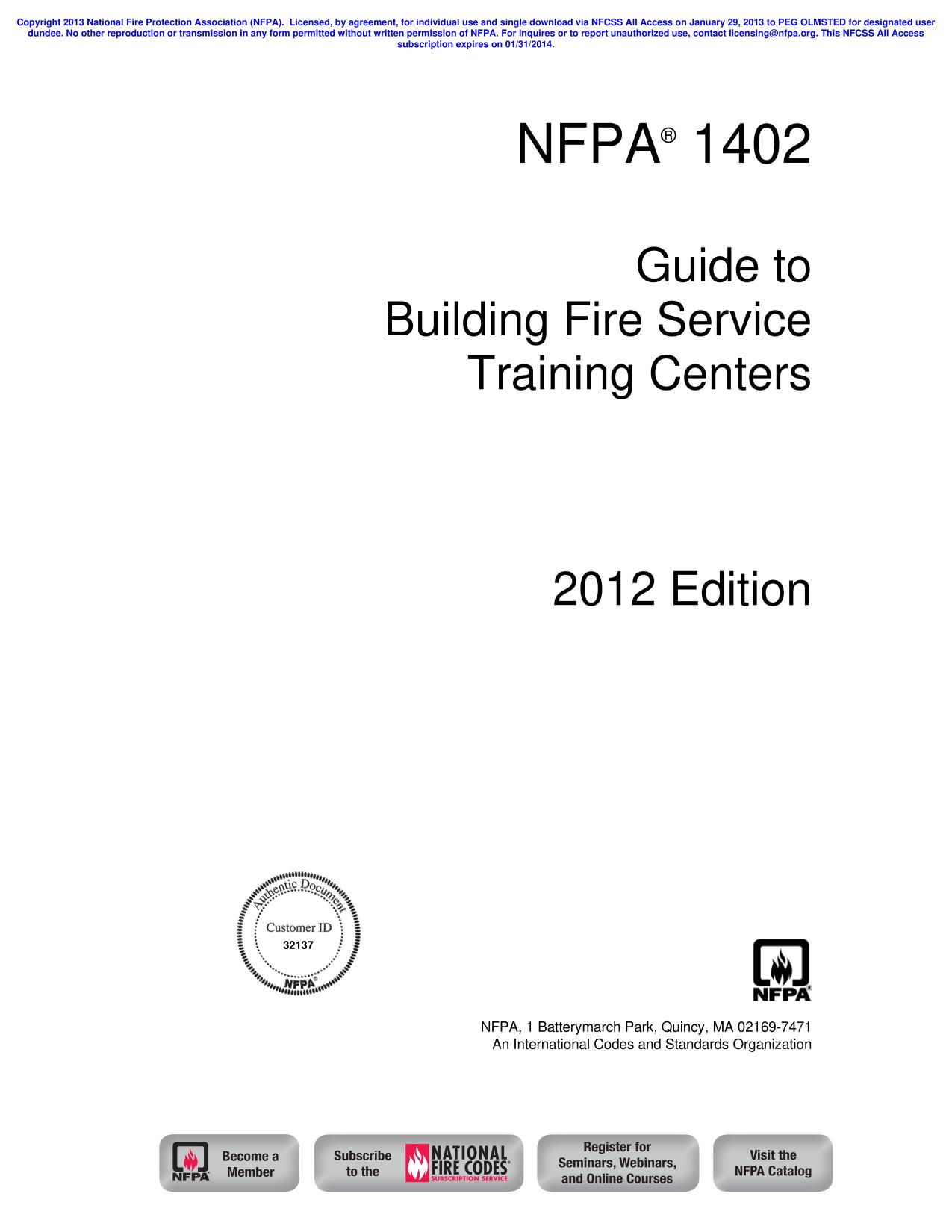 NFPA®  1402  Guide to Building Fire Service Training Centers