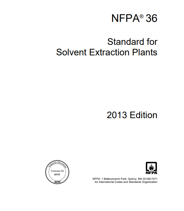 NFPA 36 - Solvent Extraction Plants, 2013 Edition