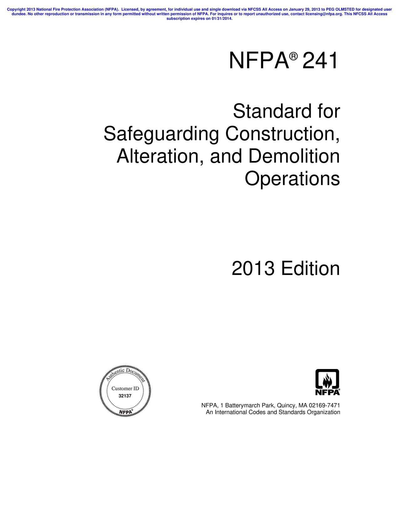 NFPA 241 : standard for safeguarding construction, alteration, and demolition operations