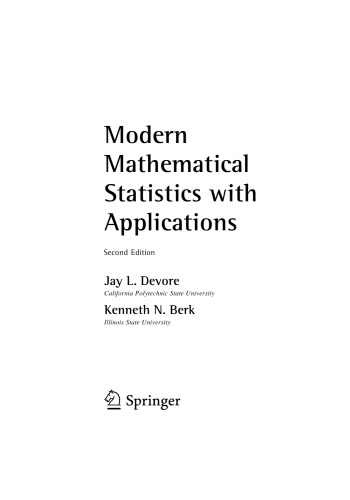 Modern Mathematical Statistics with Applications