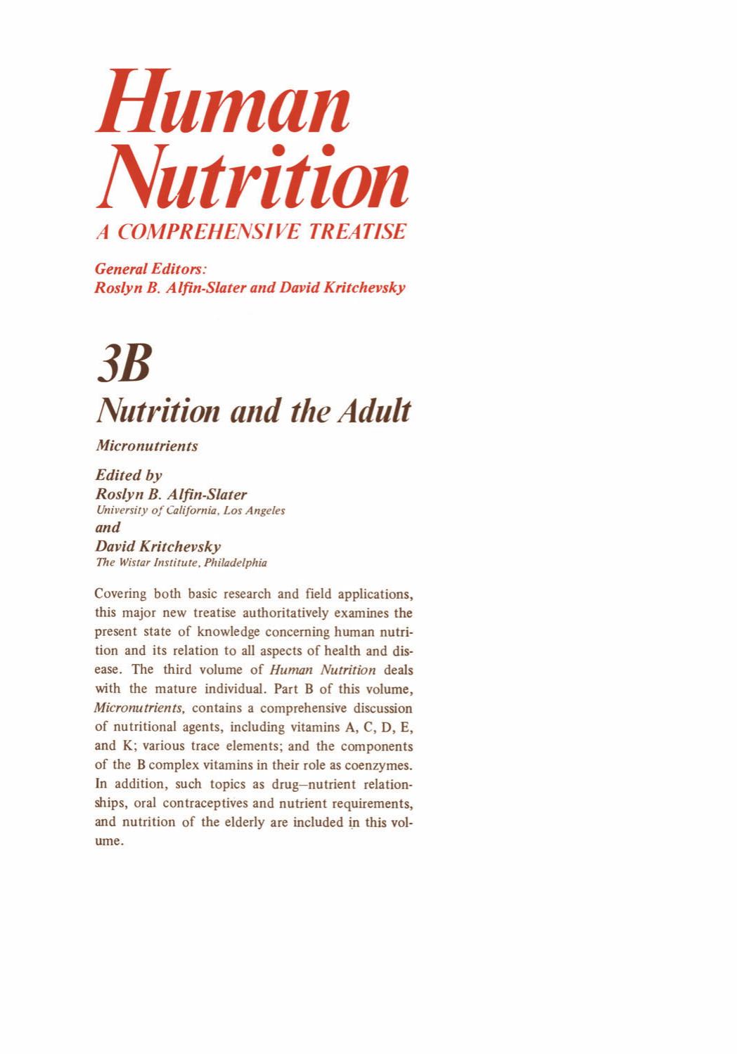 Nutrition and the Adult : Micronutrients