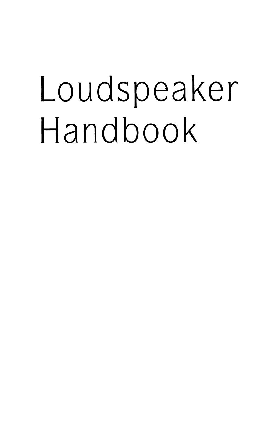 Loudspeaker Handbook