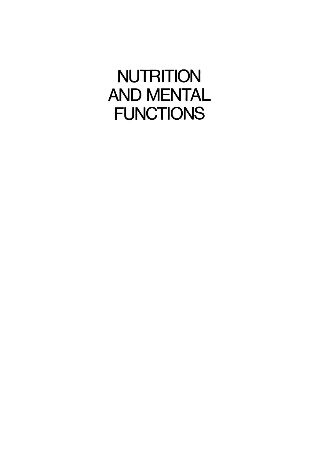 Nutrition and Mental Functions