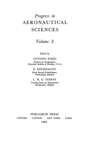 Progress in aeronautical sciences. Volume 3