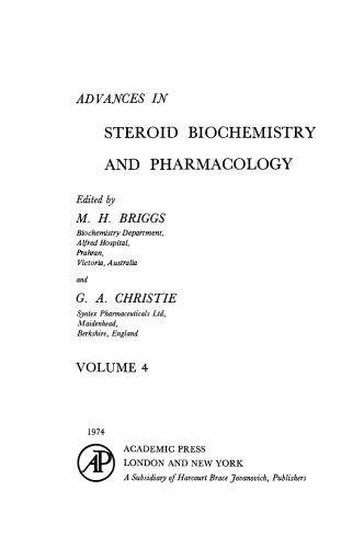 Advances in Steroid Biochemistry and Pharmacology : Volume 4.