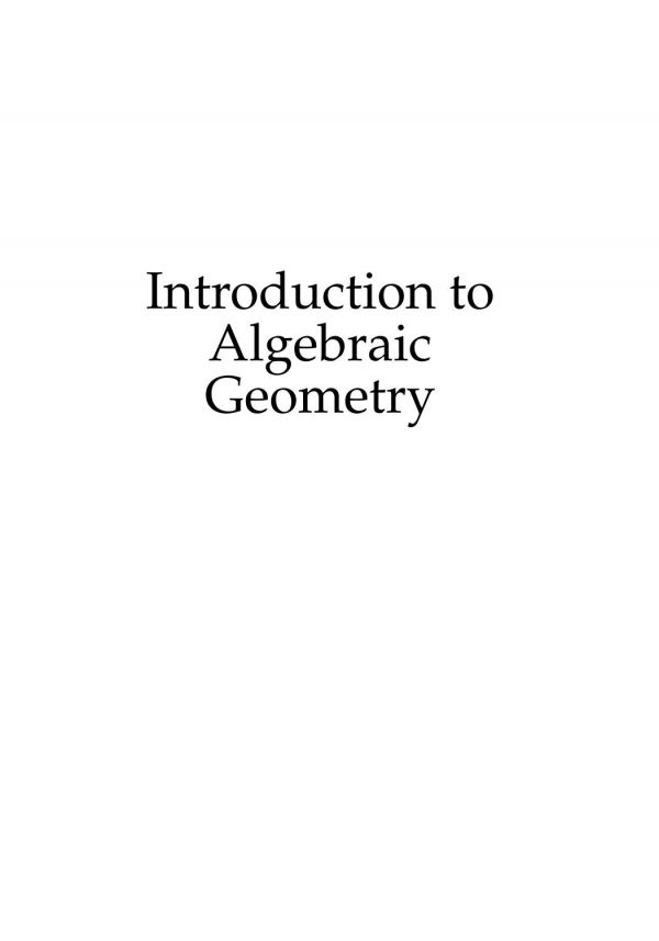 Introduction to Algebraic Geometry