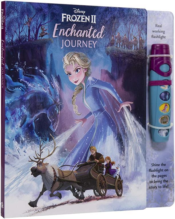 Disney Frozen 2 Elsa, Anna, Olaf and More! - Enchanted Journey - Sound Book and Interactive Sound Flashlight Toy Set - PI Kids (Play-A-Sound)