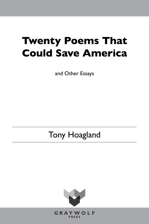 Twenty Poems That Could Save America and Other Essays