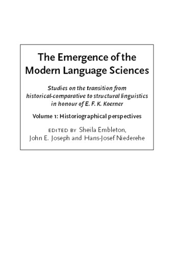 The Emergence Of The Modern Language Sciences