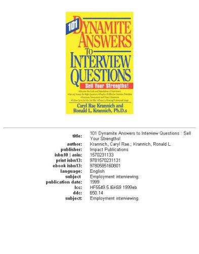 101 Dynamite Answers To Interview Questions