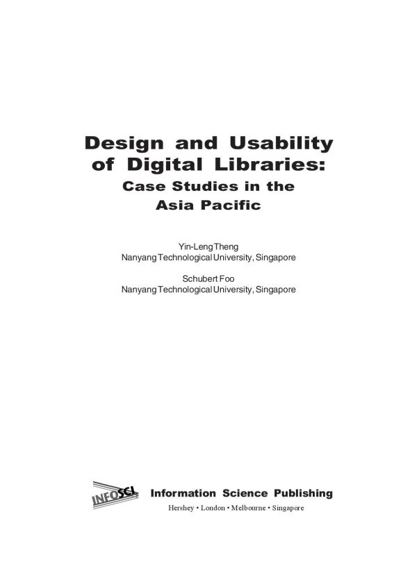 Design and Usability of Digital Libraries