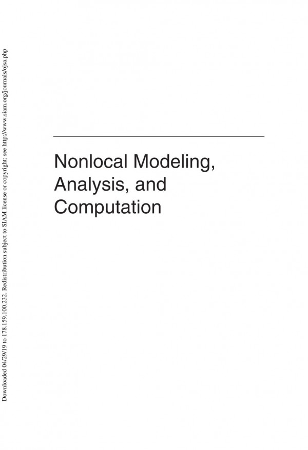 Nonlocal Modeling, Analysis, and Computation