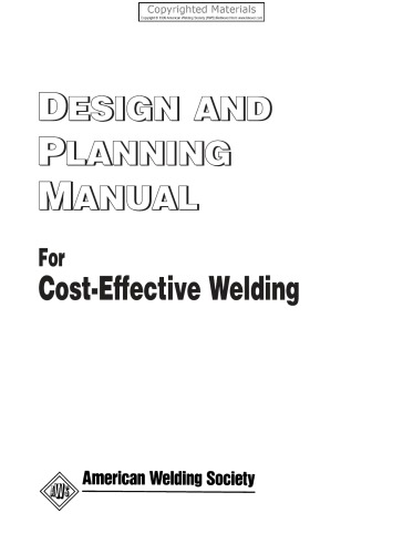 Design and planning manual : for cost-effective welding.