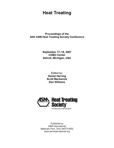 Heat Treating : Proceedings of the 24th ASM Heat Treating Society Conference.