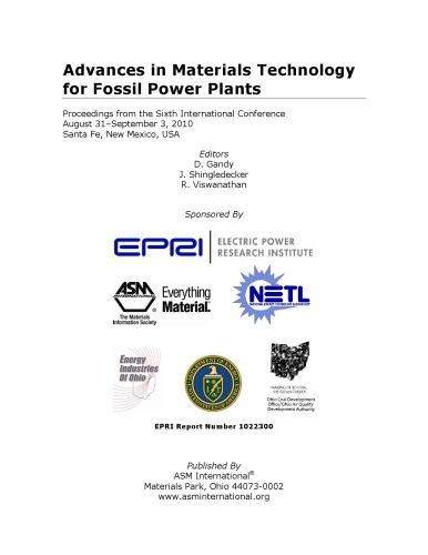 Advances in Materials Technology for Fossil Power Plants