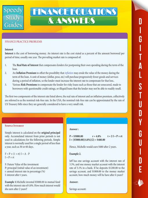 Finance Equations & Answers