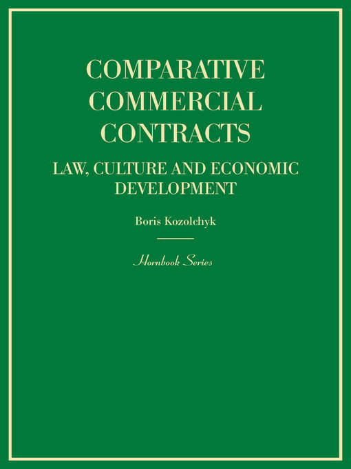 Comparative commercial contracts : law, culture and economic development