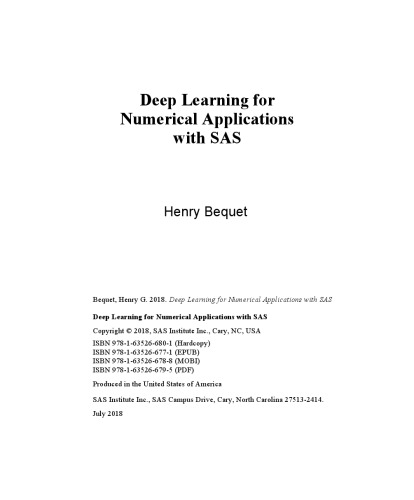 Deep learning for numerical applications with SAS®