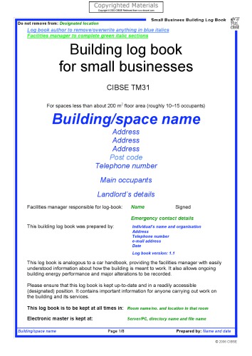 Building log book for small businesses