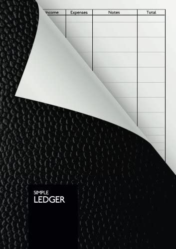 Simple Ledger: Cash Book | 110 pages | DIN A5 | Simple Income Expense Book | Black Leather Look | Durable Softcover