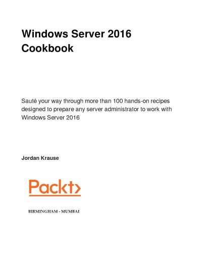 Windows Server 2016 Cookbook