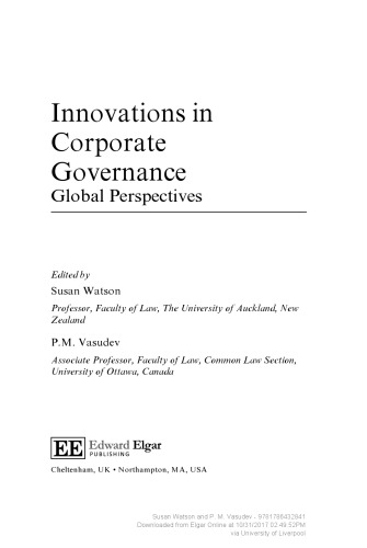 Innovations in corporate governance : global perspectives