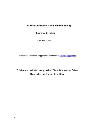 Evans Equations of Unified Field Theory