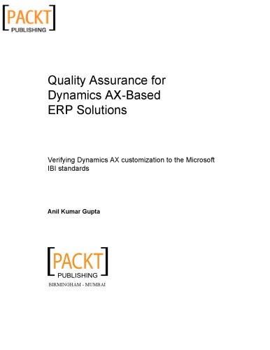Quality Assurance for Dynamics Ax-Based Erp Solutions