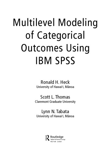 Multilevel Modeling of Categorical Outcomes Using IBM SPSS