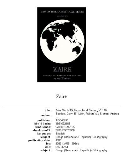 Zaire (World Bibliographical Series)