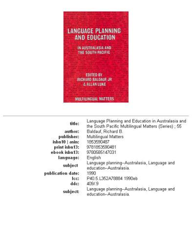 Language Planning And Education In Australasia And The South Pacific