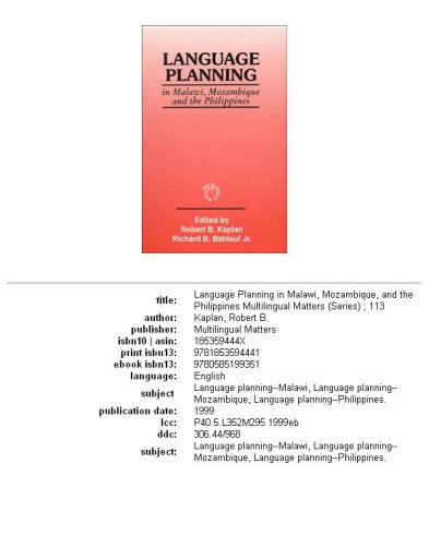 Language Planning in Malawi, Mozambique,