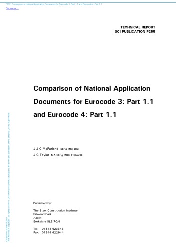 Comparison of national application documents for Eurocode 3: part 1.1 and Eurocode 4: part 1.1
