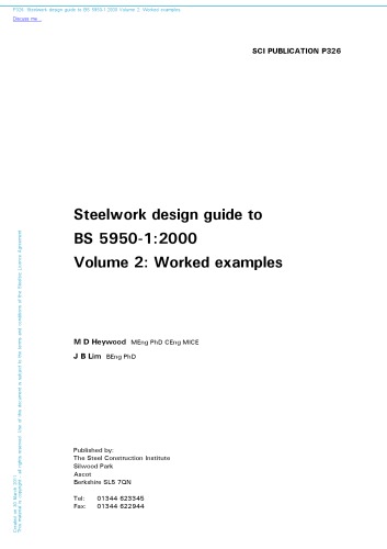 Steelwork design guide to BS 5950 : part 1: 2000 / Vol. 2 Worked examples.