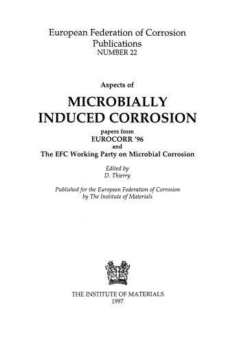 Aspects of Microbially Induced Corrosion