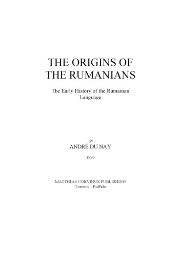 The Origins Of The Rumanians