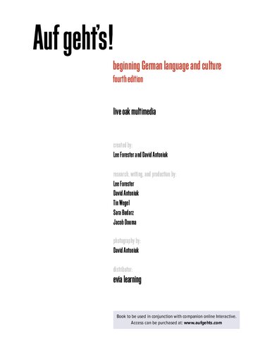 Auf geht's! beginning German language and culture 4th edition