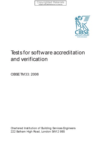 Tests for Software Accreditation and Verification - CIBSE TM33 : 2006.