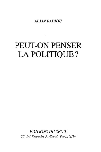 Peut-on penser la politique?