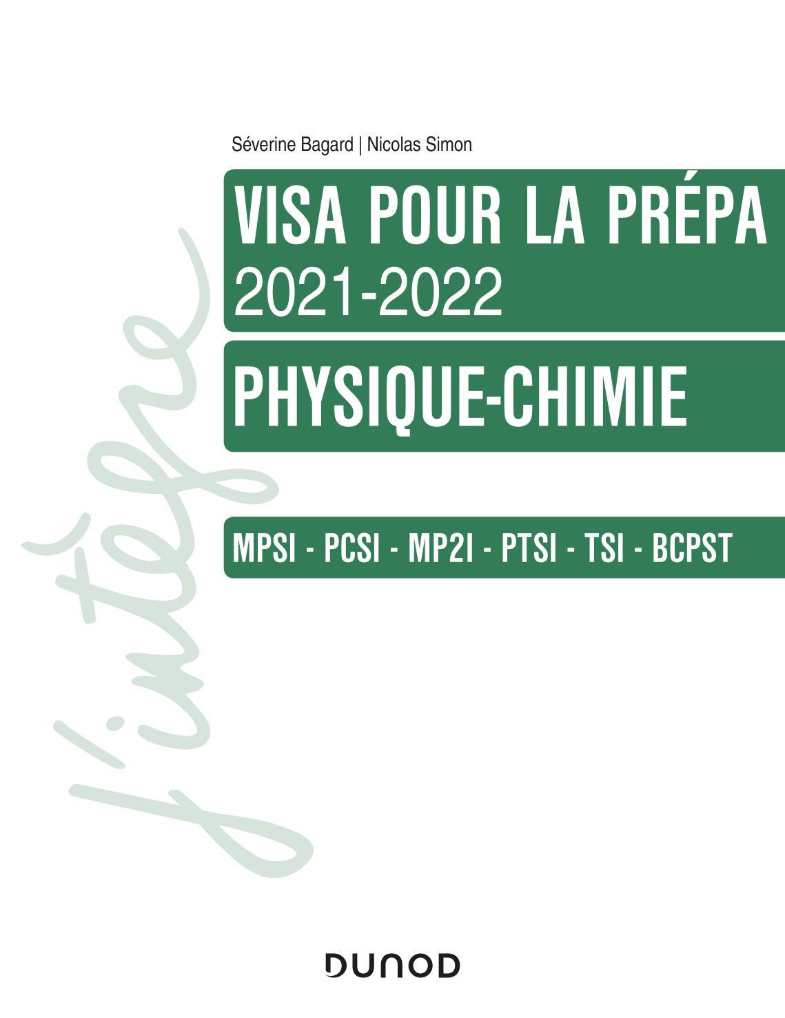 Physique-Chimie - Visa pour la prépa 2021-2022