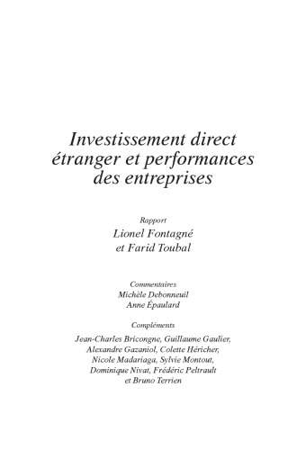 Investissement direct étranger et performances des entreprises : rapport