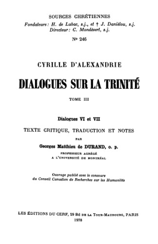 Dialogues Sur La Trinité