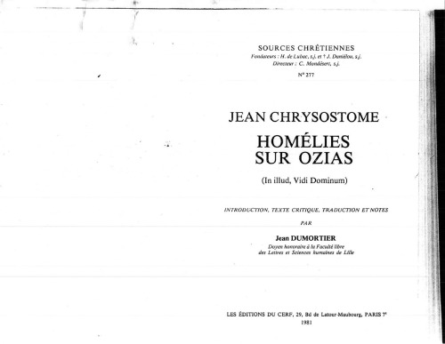 Homélies sur Ozias