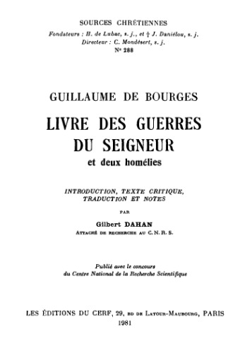 Livre Des Guerres Du Seigneur Et Deux Homelies