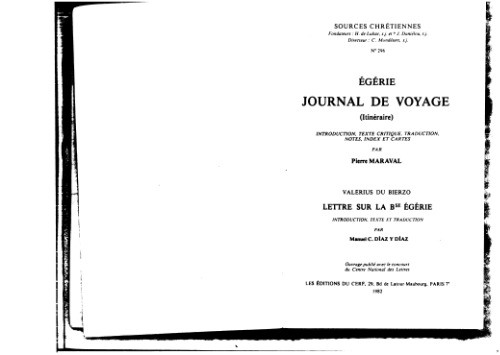 Journal de voyage (Itinéraire) (Sources chrétiennes)