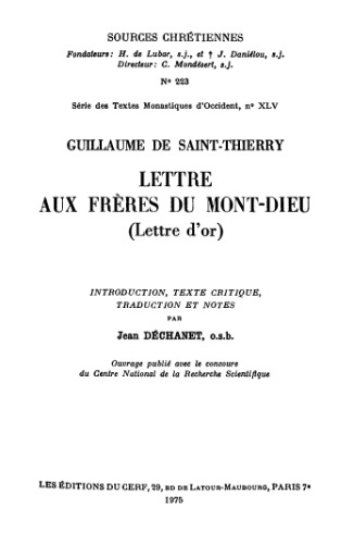 Lettre aux Frères du Mont-Dieu (lettre d'or)