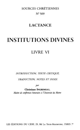 Institutions divines. Livre 6