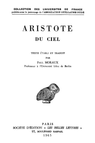 Aristote, Du Ciel